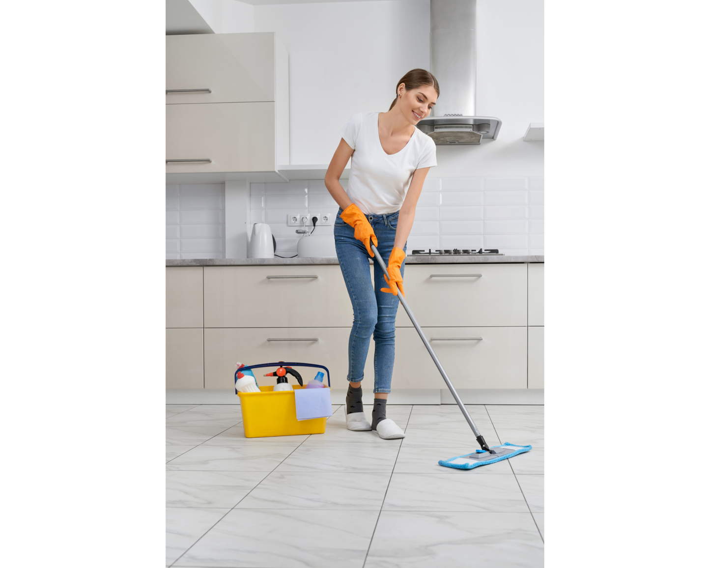 Professional floor cleaning service in action